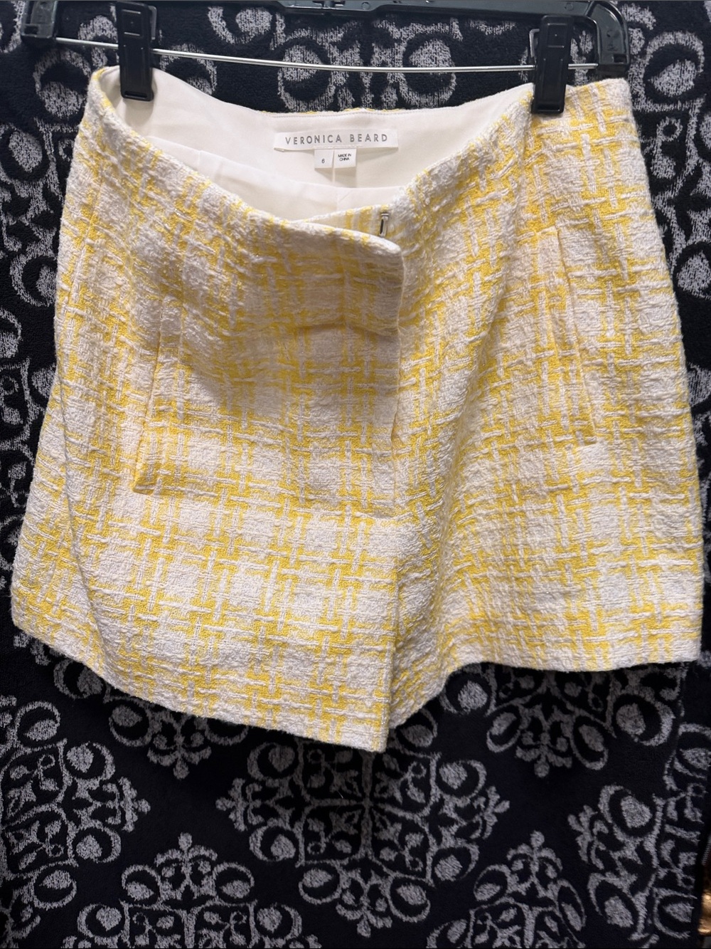 Veronica Beard Yellow & White Tweed A-Line Mini Short NWOT